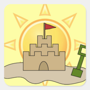 Solig Sandcastle Fyrkantigt Klistermärke
