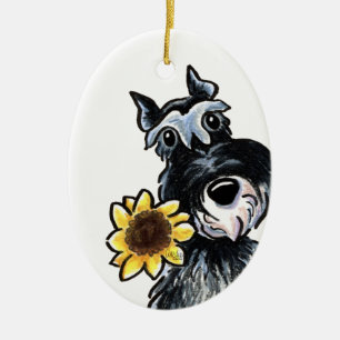 Solig Schnauzerklassikerpersonlig Julgransprydnad Keramik
