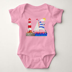 Solig segling Ocean Adventure Segelbåt Fyrtorn T Shirt