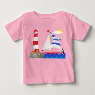 Solig segling Ocean Adventure Segelbåt Fyrtorn T Shirt