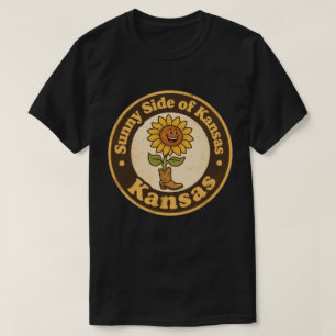 Solig sida av Kansas_Solros med stövlar konstverk T Shirt