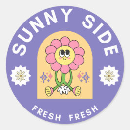 solig sidblomma runt klistermärke