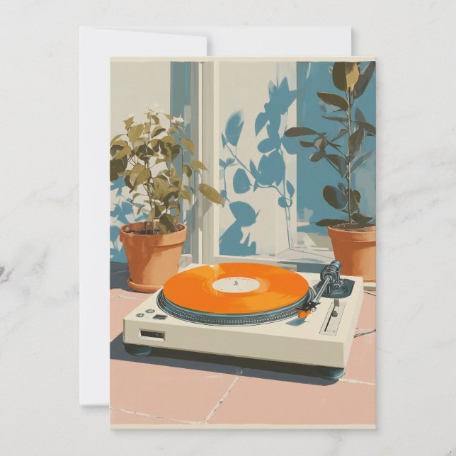 Solig skivspelare med orange vinyl (Framsida)