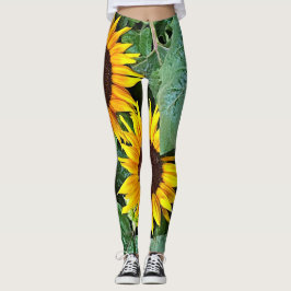 Solig solrosdamasker leggings