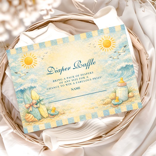 Solig Surf-stämning Baby Shower Dipper Lotteri Tilläggskort (Skapare uppladdad)