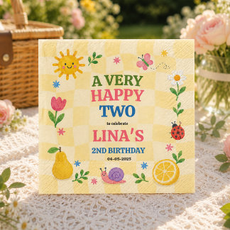 Solig Trädgård 2-års Födelsedags Blommig Picknickf Pappersservett