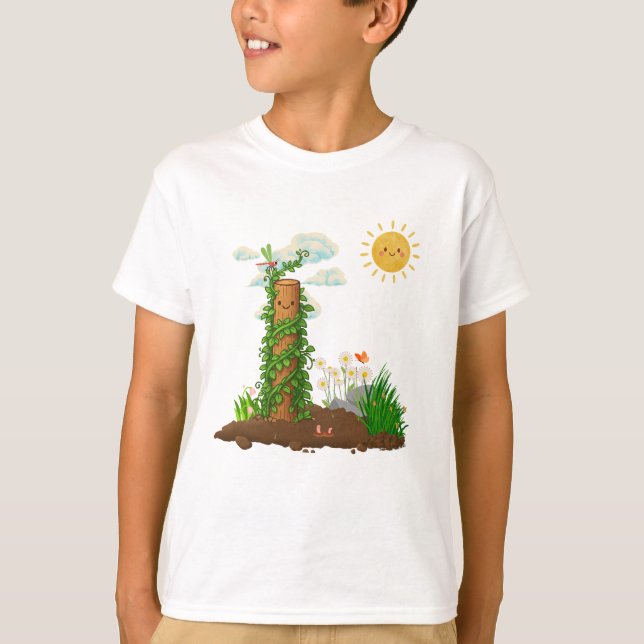 Solig Trädgårdsklättrande Växt Totem Barn T Shirt (Framsida)