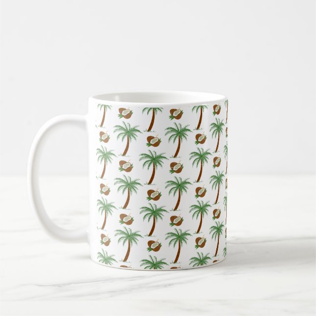 Solig Tropisk Palmträd Ö Escape Kaffe Mugg (Vänster)