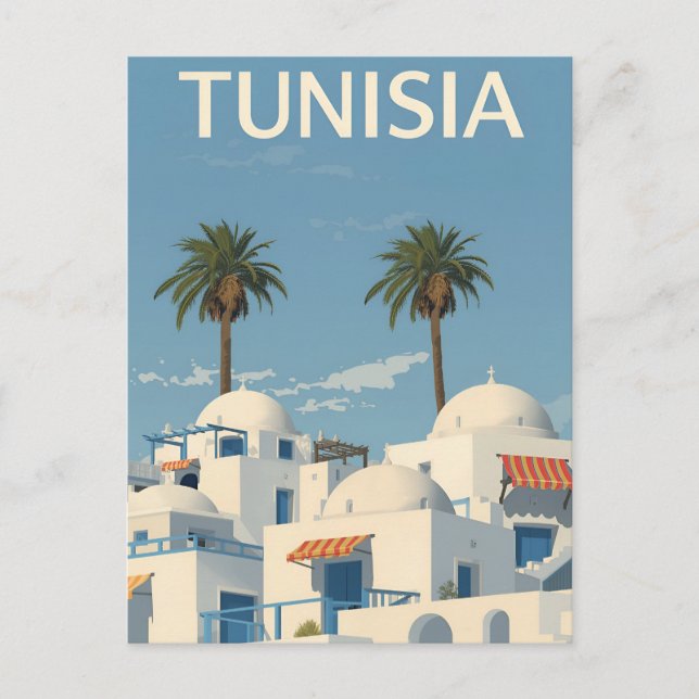 Solig Tunisien kustvy Vykort (Framsida)