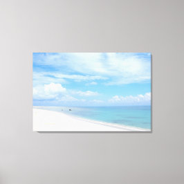 Solig vit sandstrand havslandskap resa foto canvastryck