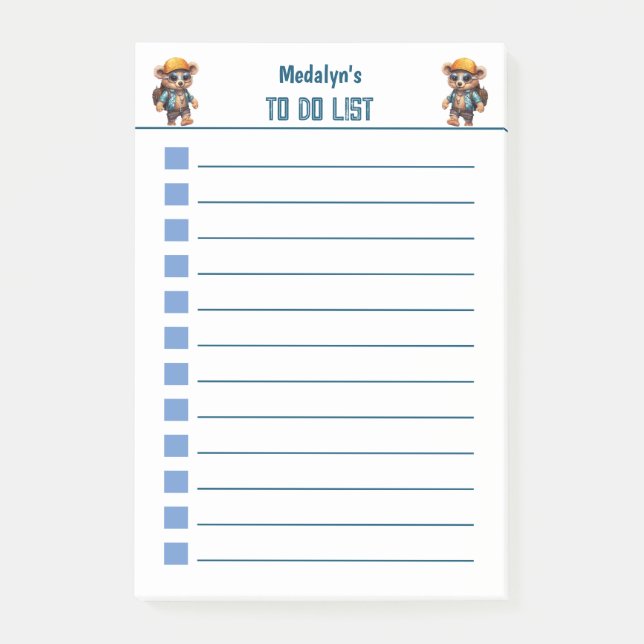 Soliga äventyr med Beachy Bear - Redo för kul Post-it Block (Framsida)