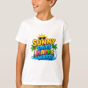 ☀️ Soliga Dagar Glada Sätt Sommar Barn 🌴 T Shirt