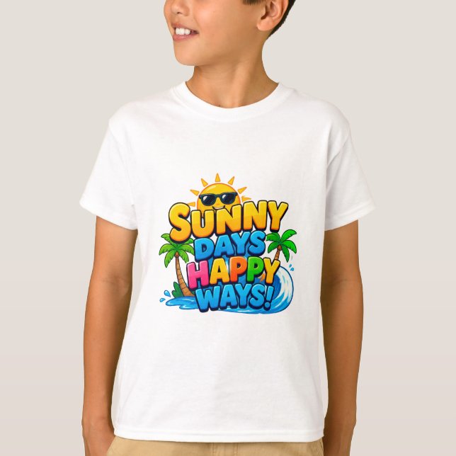 ☀️ Soliga Dagar Glada Sätt Sommar Barn 🌴 T Shirt (Framsida)