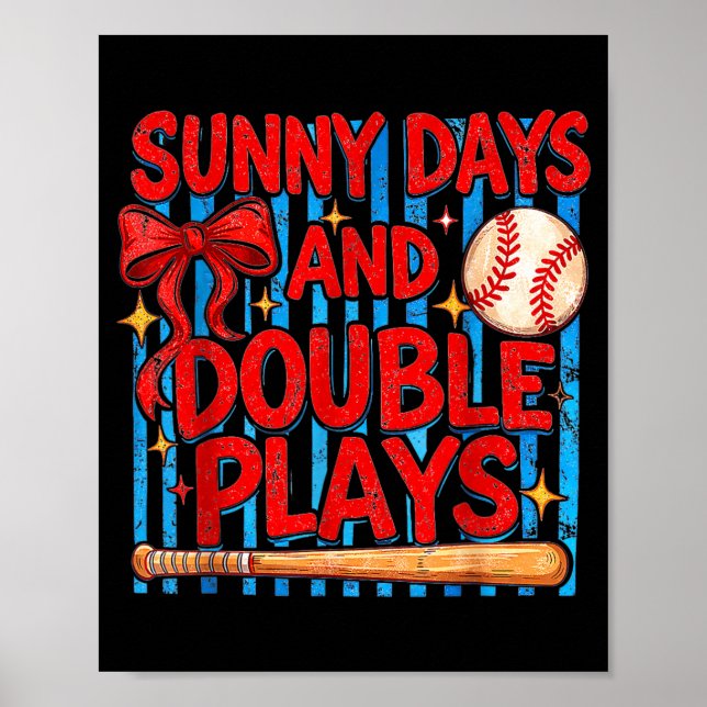 Soliga dagar och dubbla spel Baseboll Softboll spe Poster (Framsidan)