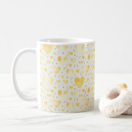 Soliga Gyldne Vattenfärgshjärtan Kaffemugg