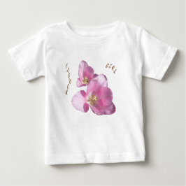 Soliga Rosa Tulpaner Blomsterflicka Ruffled Linne Tee Shirt