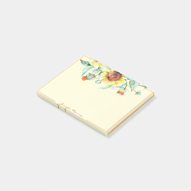 Soliga solrosor personliga post-it block (Vinklad)
