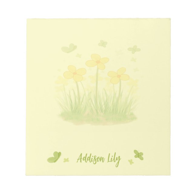 Soliga vilda blommor & fjärilar Notepad Anteckningsblock (Framsida)