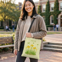Soliga vildblommor & fjärilar crossbody väska