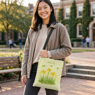 Soliga vildblommor & fjärilar crossbody väska
