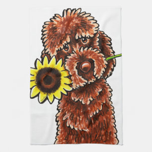 Soligt chokladLabradoodle Av-Koppel Art™ Kökshandduk