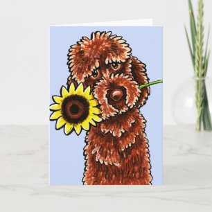 Soligt chokladLabradoodle Av-Koppel Art™ Kort