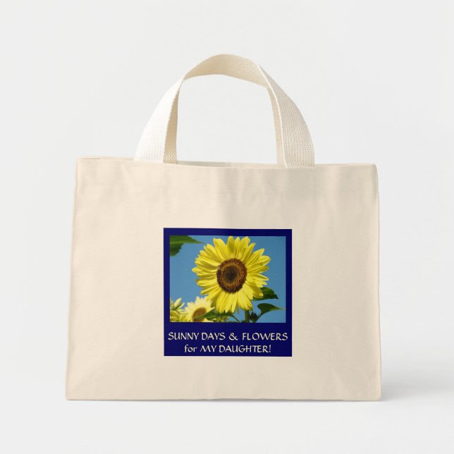 SOLIGT DAGSBLOMMA för DOTTER! Present Toteväska Ty Mini Tygkasse (Framsidan)