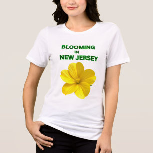 SOLIGT GUL HISBISCUS VIT BLOMMIG VÅR KVINNOR T SHIRT