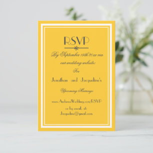 Soligt Gult Bröllop Chic Vitt Skript WS RSVP OSA Kort