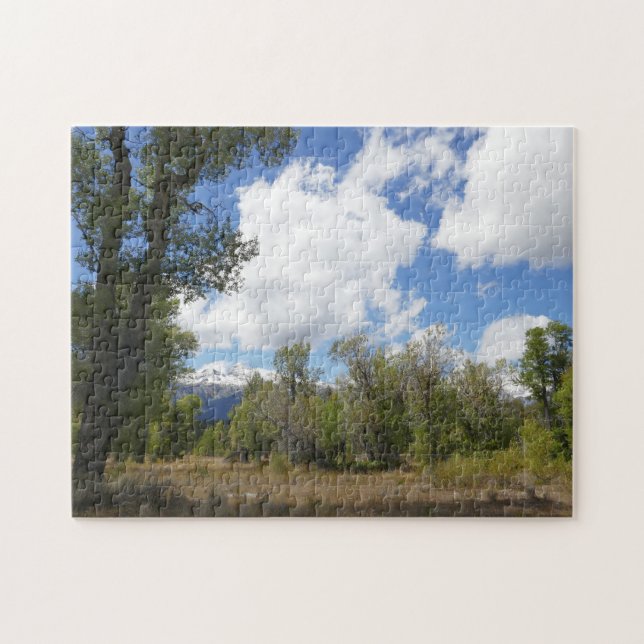 Soligt vy av Grand Teton Mountain Pussel (Horisontell)