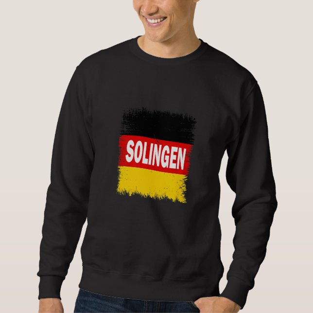 Solingen Tyskland med tysk Flagga Lång Ärmad Tröja (Framsida)