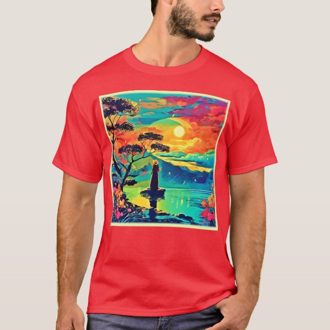 Solitory Figur vid Sunset T Shirt (Framsida)
