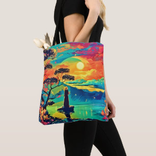 Solitory Figur vid Sunset Tygkasse