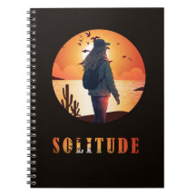 Solitude, flicka står med en solnedgång