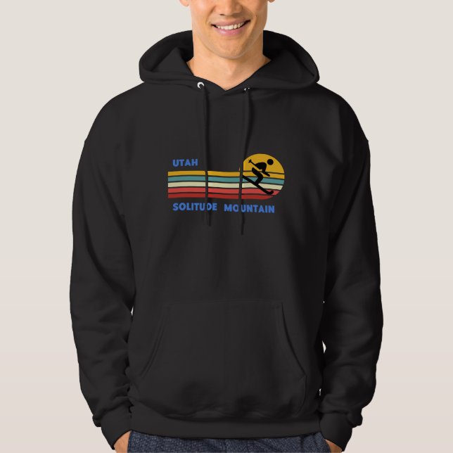 Solitude Mountain Utah Skiing Skier Ski Retro Sol Hoodie (Framsida)