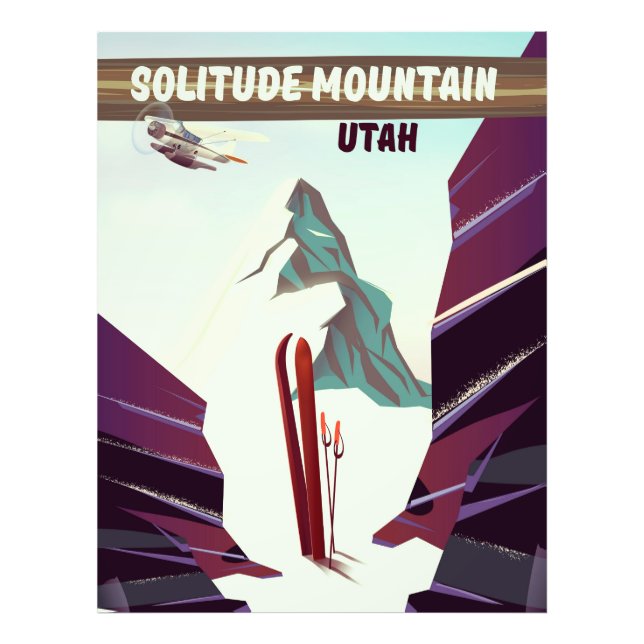 Solitude Mountain Utah vintage resor poster. Fototryck (Framsidan)