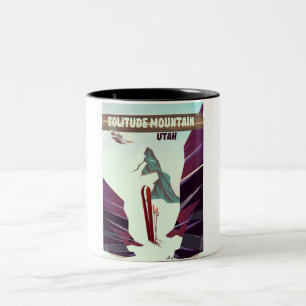 Solitude Mountain Utah vintage resor poster. Två-Tonad Mugg