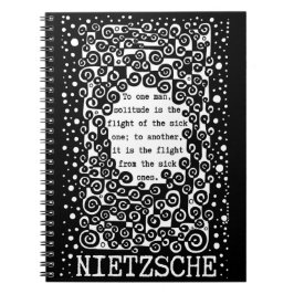 SOLITUDE svartvita citat av Nietzsche Anteckningsbok