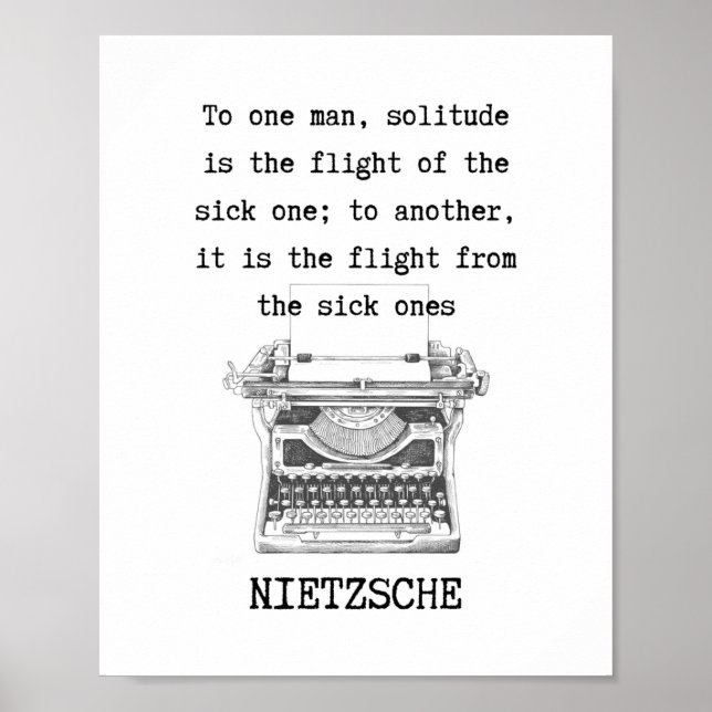SOLITUDE svartvita citat av Nietzsche Poster (Framsidan)