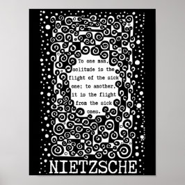 SOLITUDE svartvita citat av Nietzsche Poster