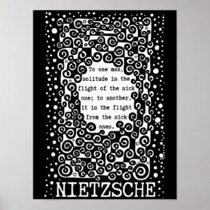 SOLITUDE svartvita citat av Nietzsche Poster