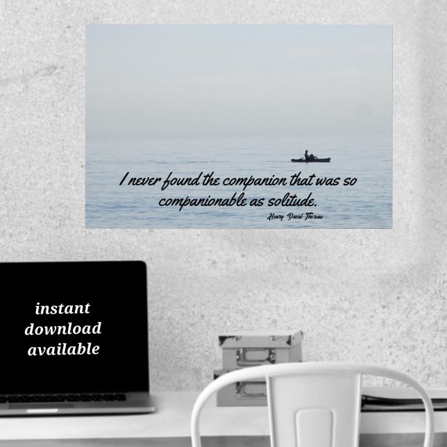 Solitude Thoreau Quote Ocean Kayaking Blue Poster (Skapare uppladdad)