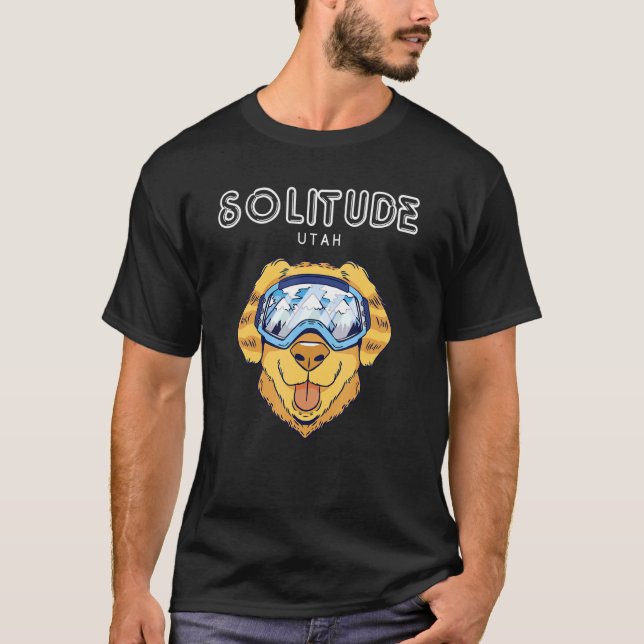 Solitude Utah - Rolig hund Ski Googles T Shirt (Framsida)