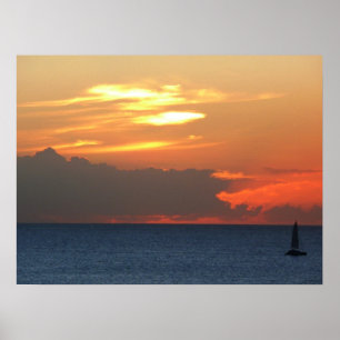 Solkluster och Sjölandskap för segelbåtar Poster