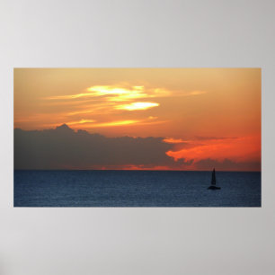Solkluster och Sjölandskap för segelbåtar Poster