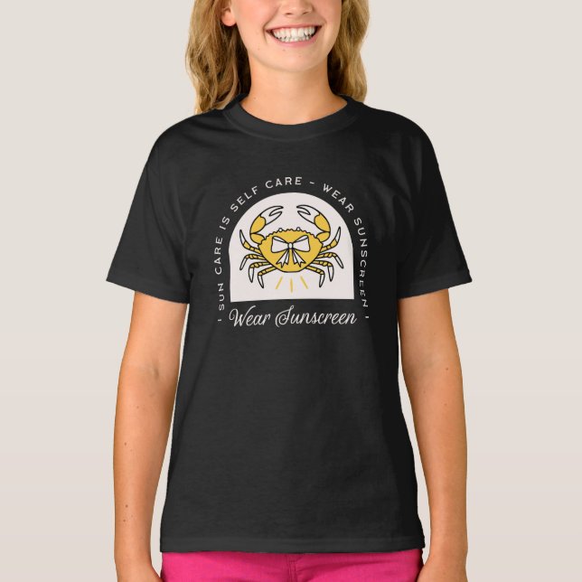 Solkräm spf sol uv skydd påminnelse citat t shirt (Framsida)