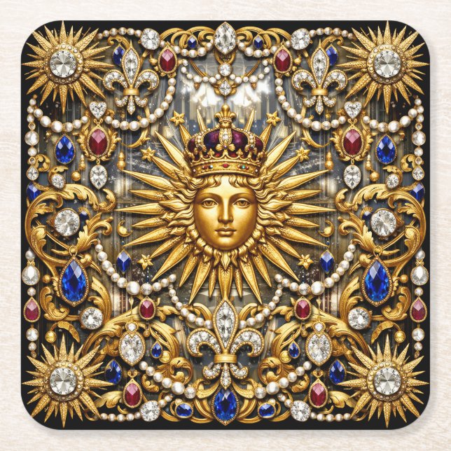 Solkungen Versailles fransk utsmyckning Underlägg Papper Kvadrat (Framsidan)