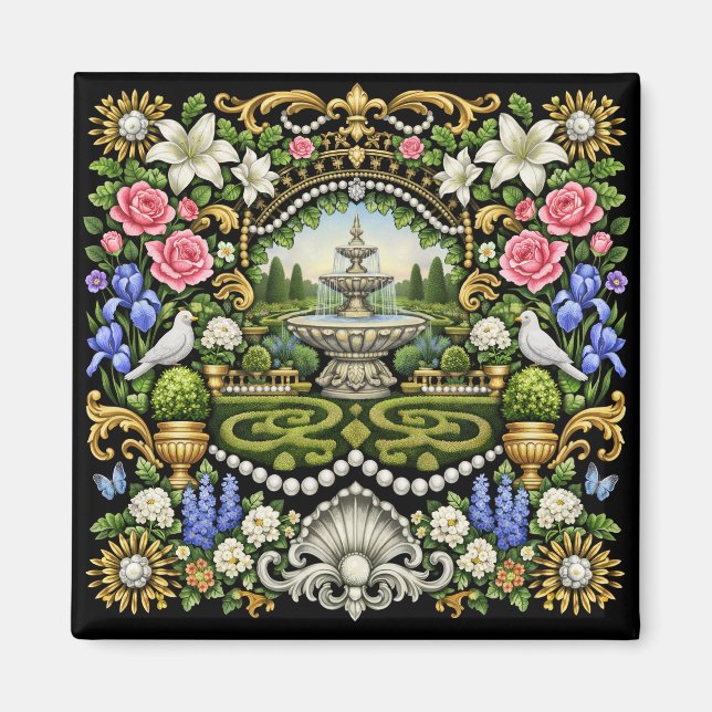 Solkungens Versaillesinspirerade trädgård  Magnet (Framsidan)