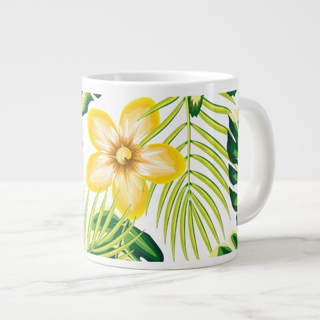 Solkysst sommarblomma & palm mugg jumbo mugg (Framsida höger)