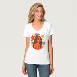 Solkysst stranddag | Paraplyflicka sommaren 2025 T Shirt